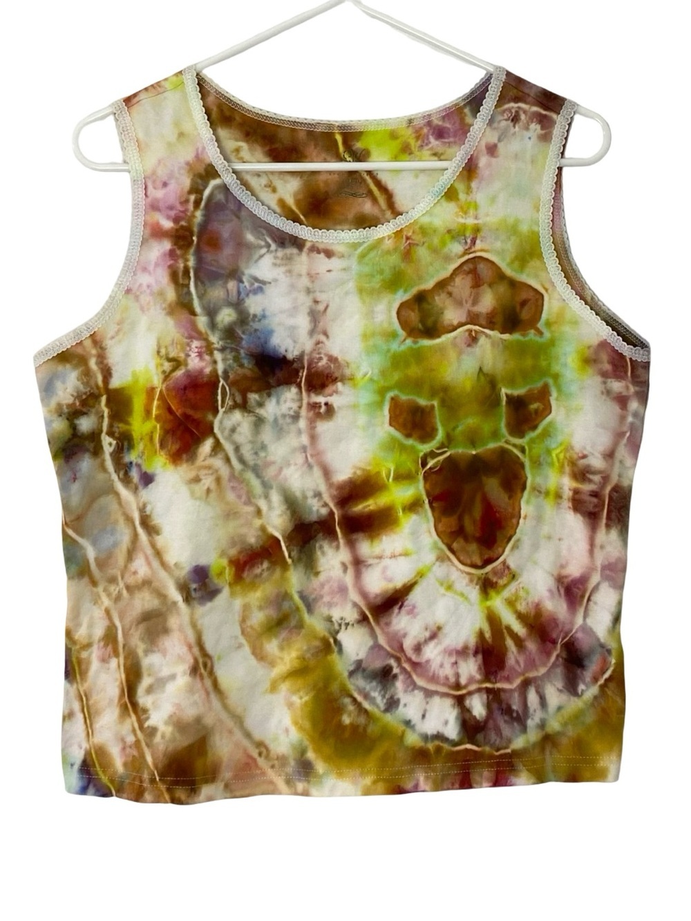 Upcycled Geode Ice Tie Dye Tank Top Womens Size XL Petite Handmade OOAK Shirt